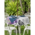 thumbnail image 3 of Outdoor Tablecloth with Umbrella Hole for Patio/Picnic/Party/Camping, Purple Grey Floral Waterproof Table Cloth Round Cover Washable, Botanical Leaves Spring Chic Flower (Dia 54"), 3 of 9