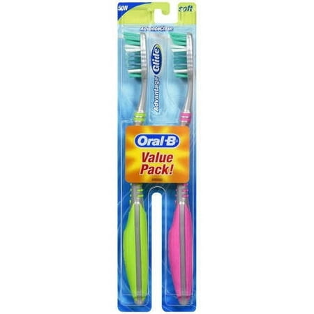 Oral-b Glide Toothbrush Soft Regular Head Colors May Vary 2 Each (Pack Of 2)