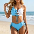 thumbnail image 2 of DHFJKG Bikini Sets For Women 2 Piece Swimsuits Hallow Out Ruched Bathing Suit With High Rise Briefs Bottoms Soft Beachwear, 2 of 4