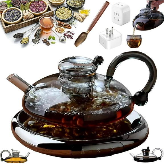 Innovessa - Tea Pot, 2025 New Upgrade 20oz Sereno Filtration Teapot Set, Removable Heatable Glass Teapot with Infusers for Loose Tea with Tea Making Tools