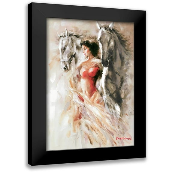 Carter, Prvett 14x18 Black Modern Framed Museum Art Print Titled - Ann with Horses III