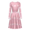 thumbnail image 5 of Renewold Pink Winter Dress for Special Occasions Love Heart Long Sleeve Crew Neck Twirl Swing Dresses Women Casual Party Dress Flowy Dress Size L, Valentine's Day, 5 of 7