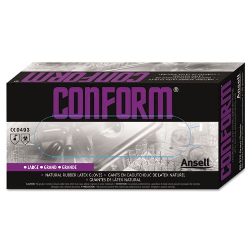 Conform Natural Rubber Latex Gloves, 5 mil, X-Large, 100/Box Conform Natural Rubber Latex Gloves, 5 mil, X-Large, 100/Box
