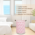 thumbnail image 2 of Laundry Basket, Collapsible Large Laundry Hamper Waterproof with Leather Handle, Dirty Clothes, Baby Kids Toy Storage Baskets Dorm - Pink Elephant, 2 of 6