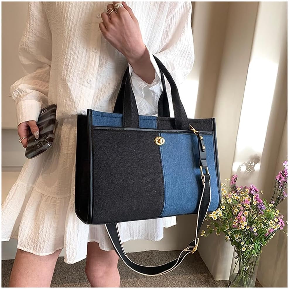 Denim Tote Bag Women Large Shoulder Bag Vintage Satchels Bag Cute Hobo Bags Casual Work Travel College Tote Handbag 2024