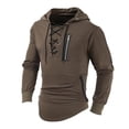 thumbnail image 2 of Zylarhe 2024 Men's Spring And Autumn Hoodie Solid Color Lace Up Zipper Pocket Sports Street Clothing Hooded Sweatshirt Mens Pullover, 2 of 7