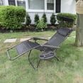 thumbnail image 4 of Bliss Hammocks Brown Jacquard 26" Wide Zero Gravity Chair w/ Adjustable Canopy, Drink Tray & Pillow, 300 Lb. Capacity, 4 of 21