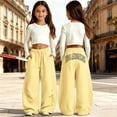 thumbnail image 2 of lnmuld Girls Wide Leg Sweatpants with Los Angeles Graphic and Pockets Yellow,10-11 Years, 2 of 5