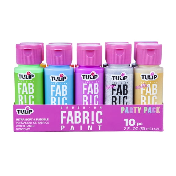 Tulip Brush-On Fabric Paint Set – 10 Pack of 2 fl oz Bottles, Liquid Neon Colors for DIY Crafts & Clothing