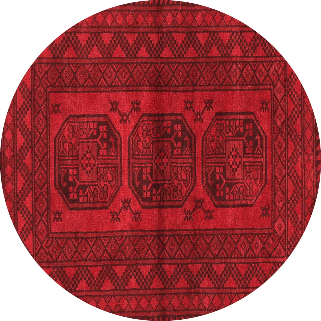 Ahgly Company Indoor Round Southwestern Red Country Area Rugs, 8' Round