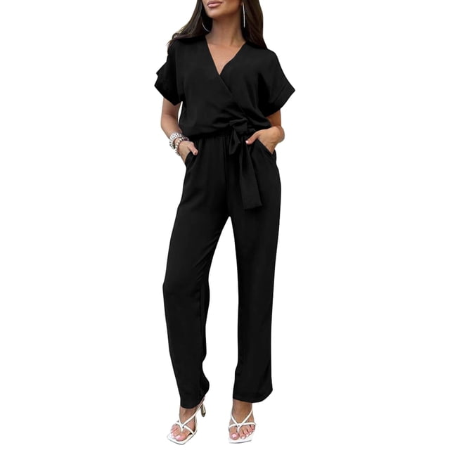 Mono PRETTYGARDEN de Una Pieza Negro Pierna Ancha XL