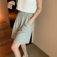thumbnail image 6 of Jean Shorts Womens Casual Embroidered Pocket Solid Letter Oversized Bermuda Cargo Board Gym Grey Bottoms Sizes 2XL, 6 of 6