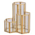 thumbnail image 4 of POINTERTECK Glass Copper Hexagon Composite Pen Holder Makeup Brush Glass Box Multifunction Desktop Organizer Office Accessories, 4 of 8