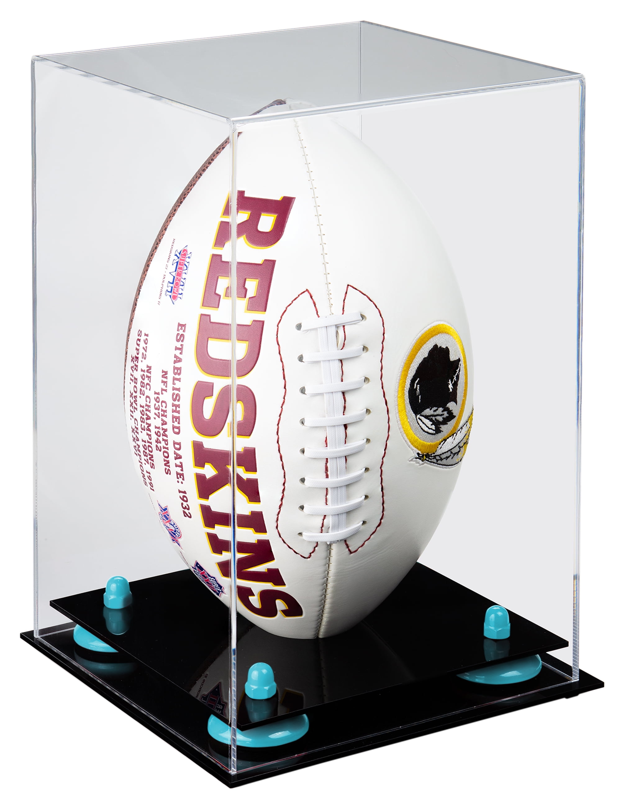 Deluxe Clear Acrylic Football Display Case with Blue Risers (A060BLR