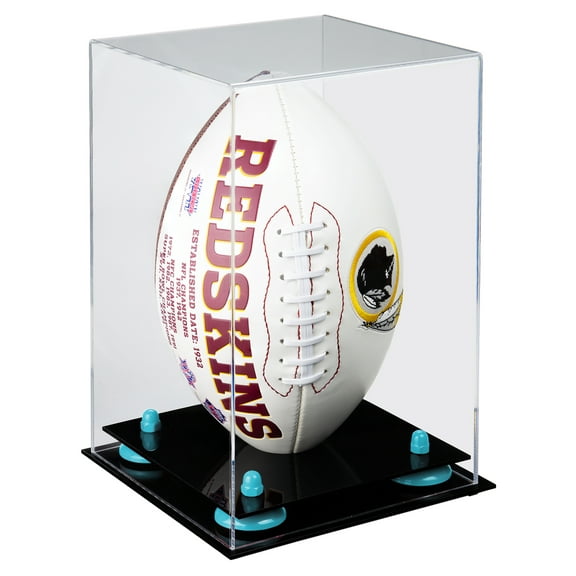 Deluxe Clear Acrylic Football Display Case with Blue Risers (A060-BLR)
