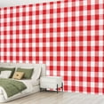thumbnail image 2 of Peel and Stick Wallpaper Canvas tablecloth checked red white texture mediterranean Modern Art Wall Mural Decor Self Adhesive and Removable 69in x 98in, 2 of 6