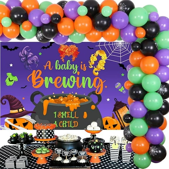 A Baby is Brewing Halloween Baby Shower Decoration I Smell a Child Photography Backdrop Halloween Baby Shower A Baby is Brewing Backdrop for Baby Shower Pregnancy Celebration