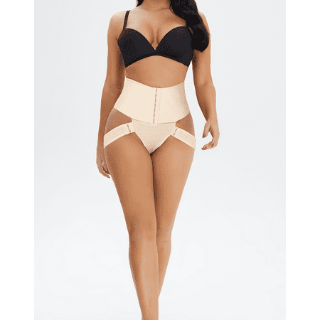 

Seyurigaoka Women s Butt Lifter Briefs Solid Color Middle-Waist Shapewear Tummy Control Knickers Waist Trainer Body Shaper