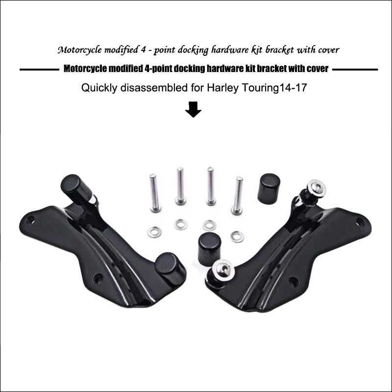 4-point Docking Hardware Kit w/ Cover For Harley Touring '14-'17 Gloss Black 