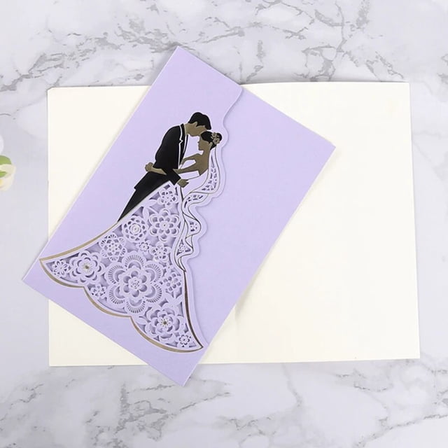 Tarjetas de invitación de boda para novia y novio, tarjeta de felicitación personalizada cortada con láser, decoración de boda, aniversario, Día de San Valentín, 1 piezas
