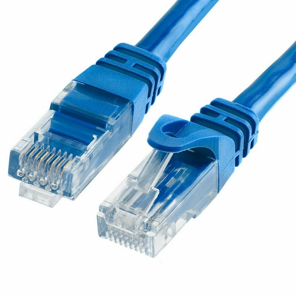 6 Cat6a Ethernet Network Patch Cable RJ45 23AWG 600Mhz Solid Copper Wire 3' Blue