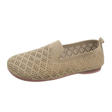 

B91xZ Women s Loafer Flat Wide Width Round Toe Block Heel Loafers Shoes Khaki 7