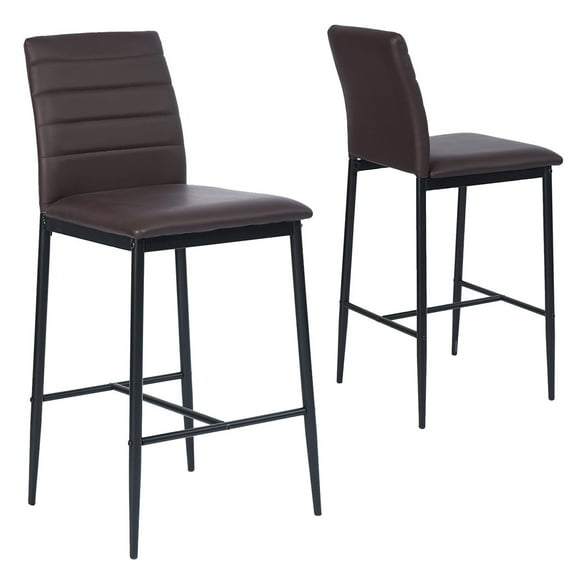 Set of 2 Bancos Alto, con Respaldo y Reposapié, Color Marrón HOMEMAKE FURNITURE Moderno