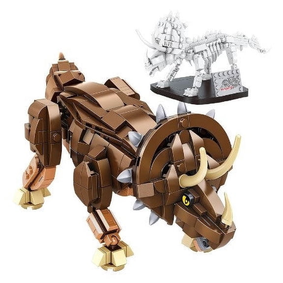 Triceratops Toy Dinosaur Building Blocks 2-in-1 Posable Brick Building Set | General Jim’s Toys