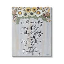 Stupell Industries Praise Name of God Sentiment Autumn Flowers, 30 x 40,Design by Ashley Justice