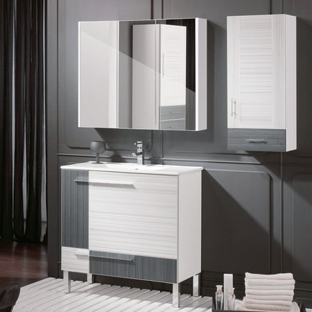 Costway 36 Wide Wall Mount Mirrored Bathroom Medicine Cabinet Mirrored Bathroom Medicine Cabinet