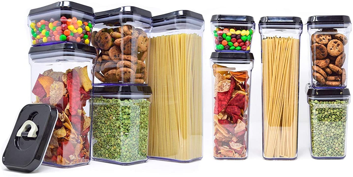 Zeppoli Air-Tight Food Storage Container Set | 5-Piece Set - Durable  Plastic - BPA Free - Clear Plastic with Black Lids (2.0 qt/2.3 liters) (1.5