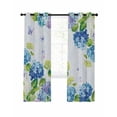thumbnail image 7 of Blue Hydrangea Floral Blackout Curtains for Bedroom, Spring Butterfly Watercolor Flower Thermal Insulated Kitchen Drapes with Grommets, Light Blocking Window Treatment, 2 Panels 52" x 90", 7 of 7