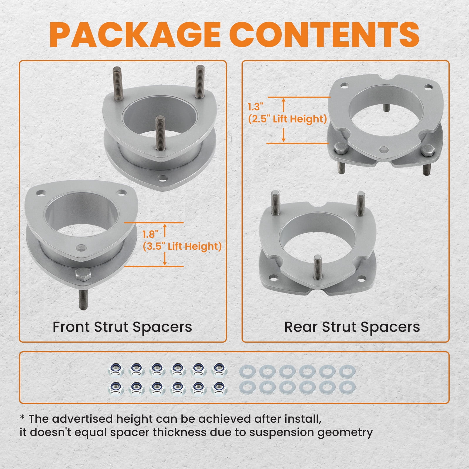 Waverspeed 3.5" Front & 2.5" Rear Leveling Kit for Ford Expedition 2003-2018, for Lincoln Navigator 2WD/4WD, SUV Lift Strut Spacers