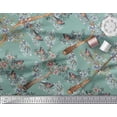 thumbnail image 2 of Soimoi Blue Moss Georgette Fabric Blue Floral & American Robin Bird Print Sewing Fabric BTY 42 Inch Wide, 2 of 3