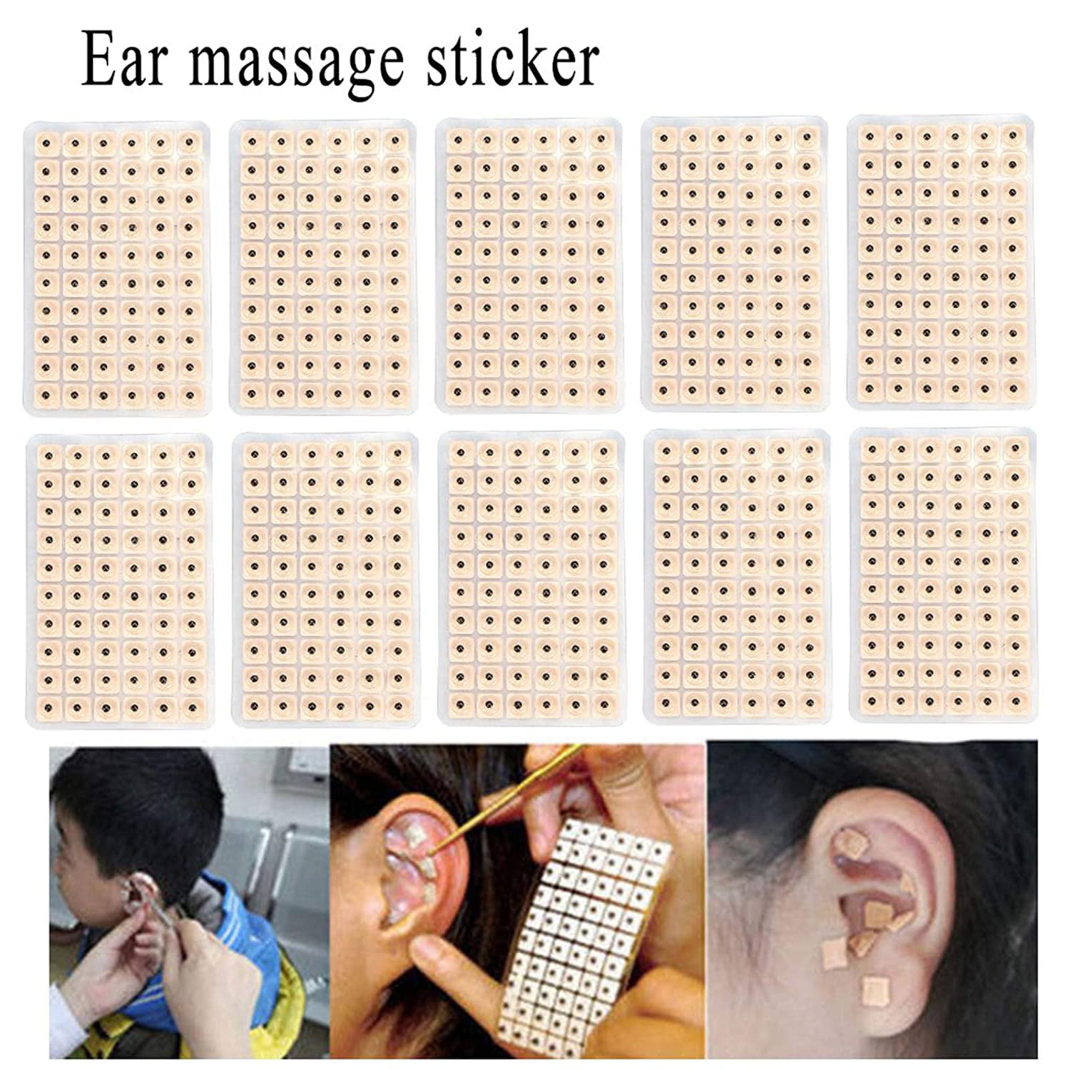600Pcs Massage Plaster Bean Disposable Ear Press Seeds Acupuncture Vaccaria Plaster Bean Acupoint Massage Tool