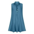 thumbnail image 5 of ShomPort Women's Button Down Shirt Dress Summer Casual Sleeveless Collared Sundress Cotton Linen Ruffle Midi Dress, 5 of 7