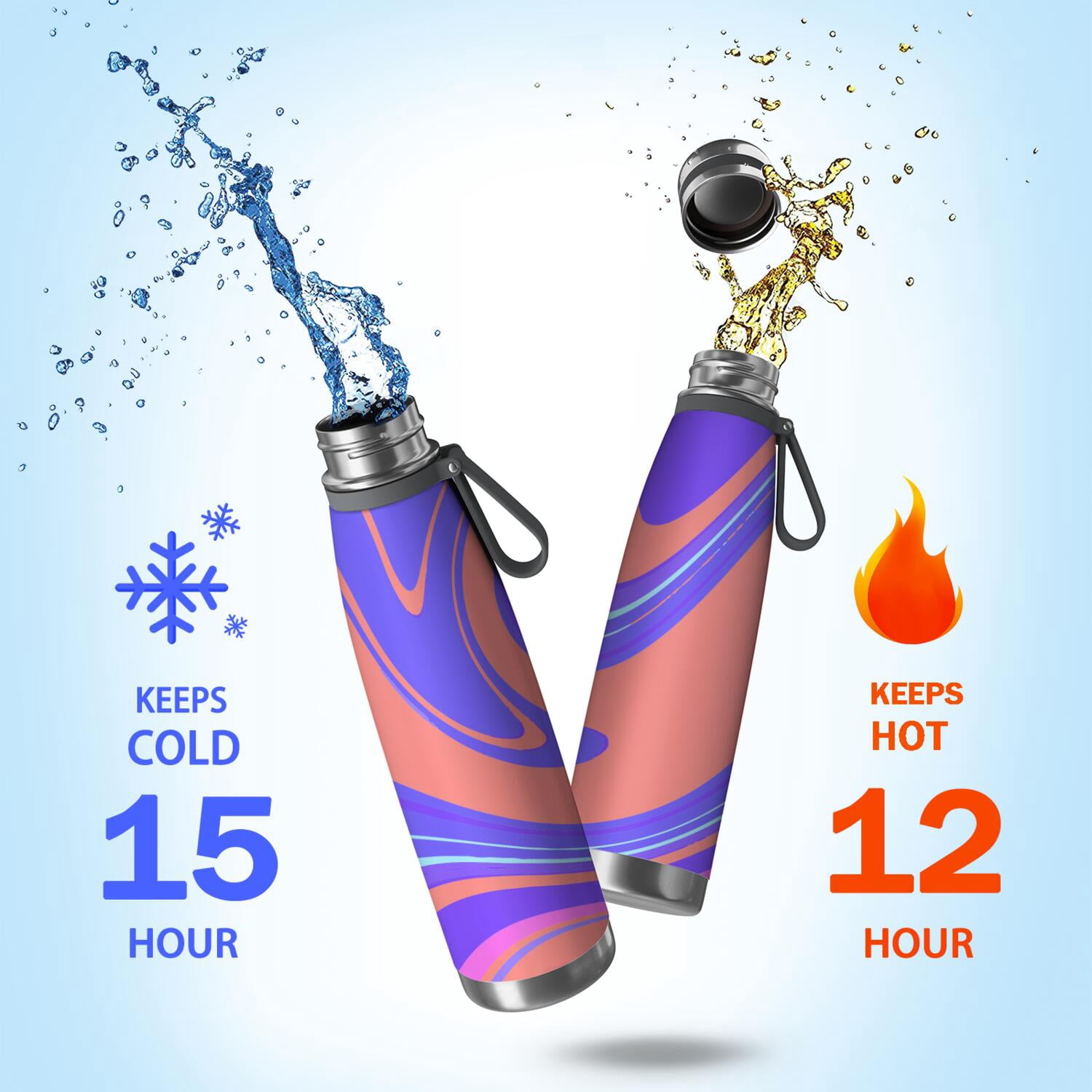 29oz Insulated Water Bottle with Tea Infuser, Stainless Steel Travel Mug, Liquid & Marble Print