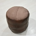 thumbnail image 5 of Round Shaped Goat Leather Handmade Eco-Friendly Brown Pouf - Round Shape Pouf, 18" x 18" x 18", Plain Solid Pouf, Goat Leather Pouf, Recycled Cotton Fill Stuffed Pouf, Leather Seating Pouf, 5 of 5