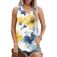thumbnail image 7 of Black*Friday Deals Clothes under $5 GaThRRgYP Women's Sleeveless Round Neck Ruffle Blouse,Womens Plus Size Tops,2025 Women's Spring and Summer New Tank Neck Print Casual Fashion Top Blue S, 7 of 7