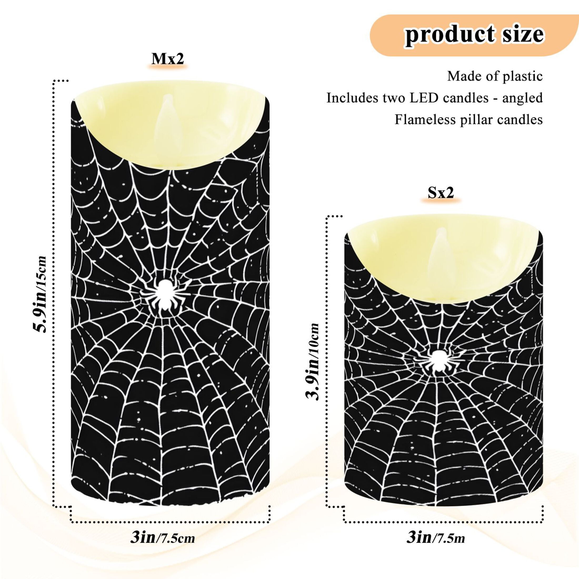 Web Flameless Candles 2 PCS with Remote Realistic Moving Flame LED Tapered Pillar Set for Home Decor
