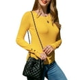 thumbnail image 3 of Doublju Women's Round Neck Long Sleeve Soft Knit Pullover Sweater with Sleeve Buttons, 3 of 4