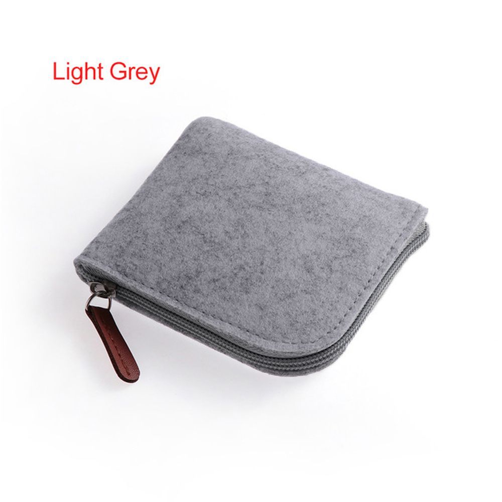 Unisex Felt Wallet Storage Wallets Square Shape Coin Purse Zipper