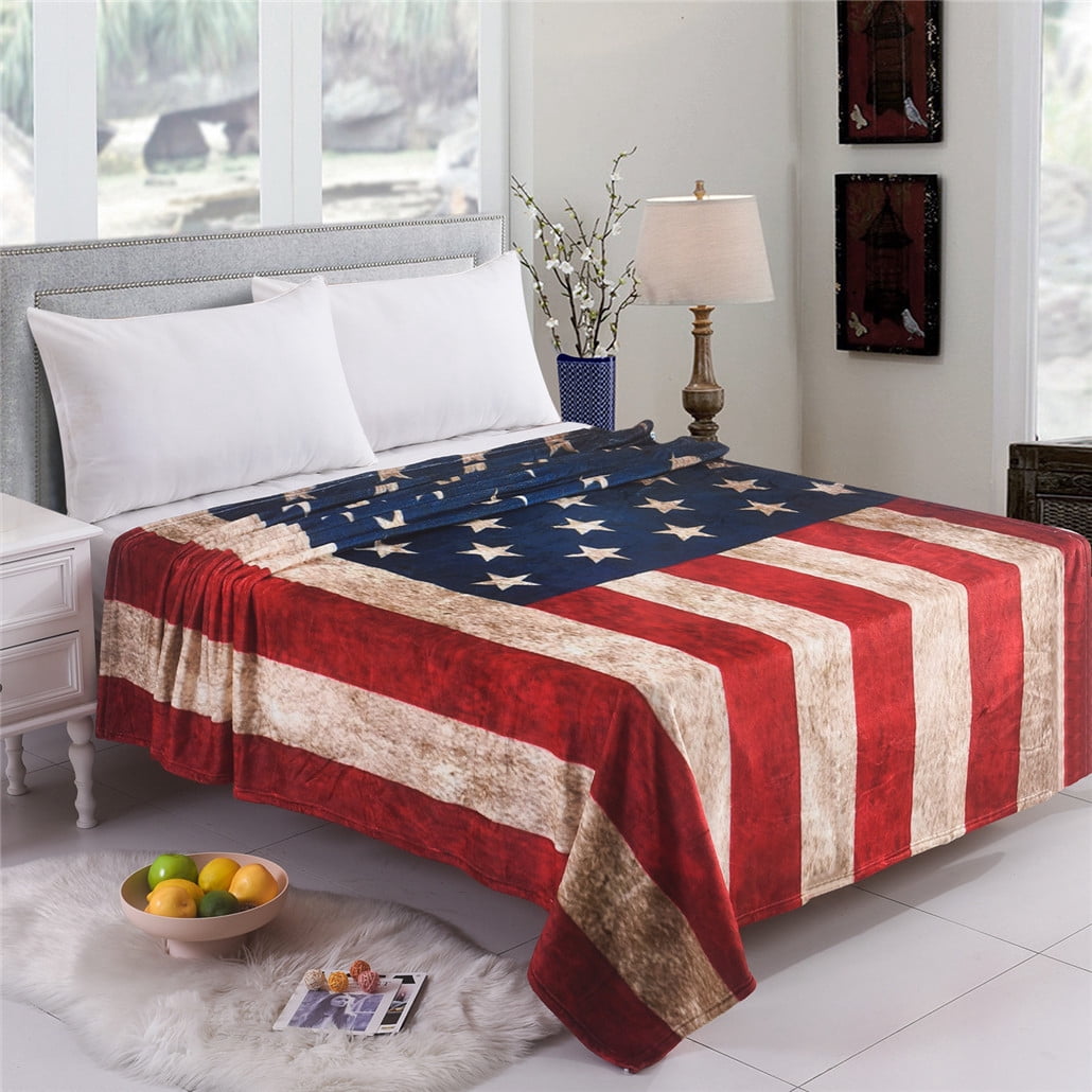 Goodbath American Flag Blanket,USA Flag Throw Blanket for Couch Sofa Bed Christmas Holiday Gift for Adults Women Men, 80 x 60 inches