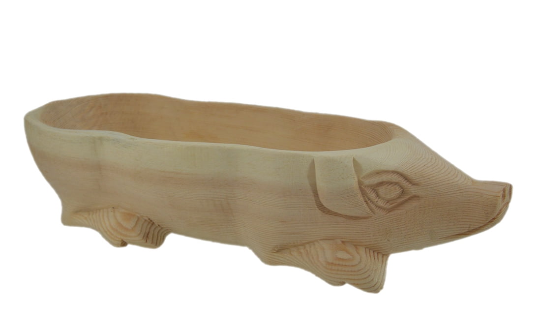 Hand Carved Pig Wooden Centerpiece Bowl Com