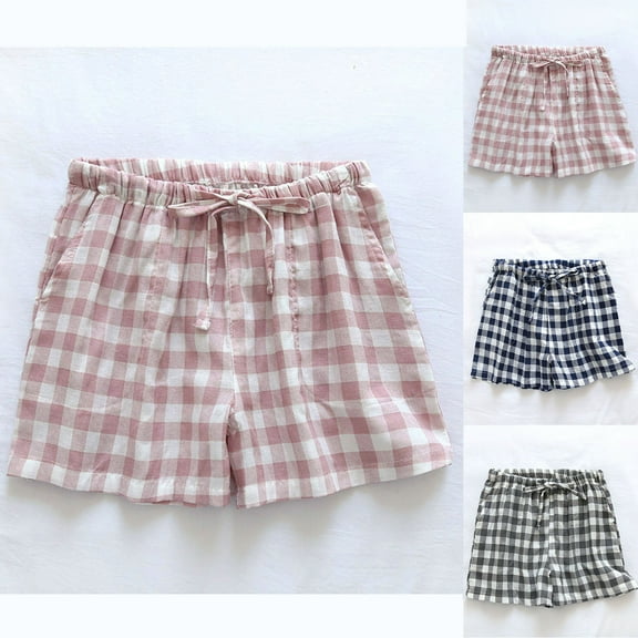 Agkizg Fall Women's Plus Size Pajamas Shorts,Women Cotton Pajamas Shorts Soft Sleepwear Bottom Shorts Loose Home Shorts Lightweight Loungewear Shorts