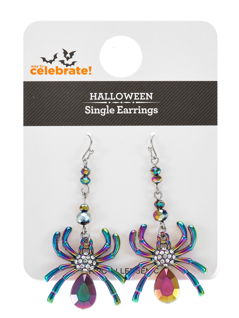 Halloween Spider Web Pumpkin Drop Earrings For Women - Glitter Gothic Dangle Jewelry For Party