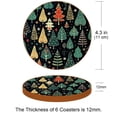 thumbnail image 3 of Christmas Tree Luxury Microfiber Leather Round Coasters Set of 6 - 11x11 cm Drink Coasters for Home and Office Use, 3 of 6