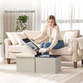 thumbnail image 6 of Storage Bench Folding Ottoman Foot Rest Stool, 34 inch Beige Linen Footstool Bench, Short Ottoman, Foot Rest Store as Books, and Blanket Storage or Others., 6 of 6