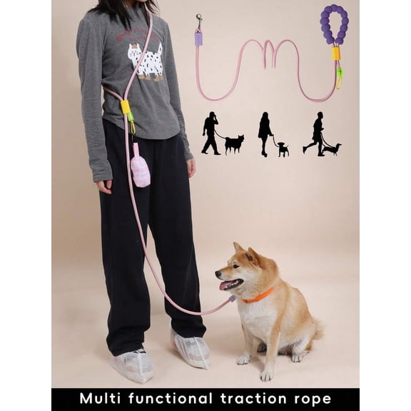 Adjustable Waist Belt for Walking Dogs, Anti-Burst Handle Shoulder Strap, Dual Dog Leash for Running, Jogging, and Training, Hands-Free Multi-Use Traction Rope