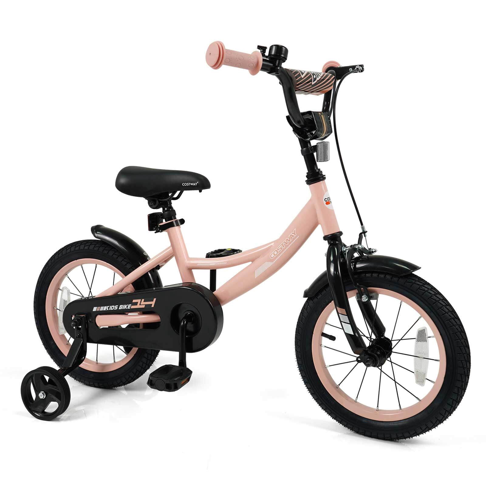Vélo unisexe pour enfant de 14 pouces avec roue auxiliaire, frein à rétropédalage, roues stabilisatrices, cadeau approprié pour les enfants de 3 à 5 ans (rose Vélo unisexe pour enfant de 14 pouces avec roue auxiliaire, frein à rétropédalage, roues stabilisatrices, cadeau approprié pour les enfants de 3 à 5 ans (rose